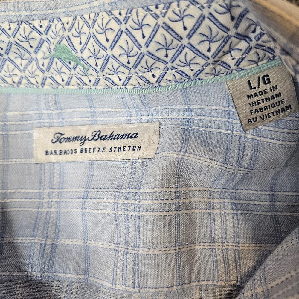 Tommy Bahama Mens Barbados Breeze Stretch Linen Blend L/S Shirt Size Large Blue